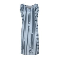 Haljine za žene Žene Ljeto V-izrez Stripe Print bez rukava Plus Pulover duge haljine za žene sive s