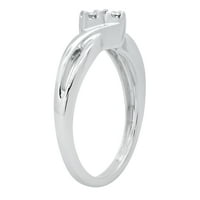 DazzlingRock kolekcija okrugla bijeli dijamant dva kamena zaručnički prsten za žene u srebru u sterlingu, veličine 9