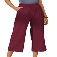 Niveer Womens Širokodne pantalone sa širokim nogama Solidne platnene hlače Ljetna plaža Ležerne prilike