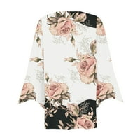 Pyju ženska lagana kardigan moda, ruffle rukav otvoren košulje s prednjim gumbom cvjetni print boho