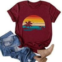 Cacomomrk PI Plus Veličina Veličina Rainbow Beach tiskana žena Ljetna bluza s kratkim rukavima Top majica