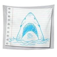 Usta Blue Doodle Veliki morski pas Crtanje otvorenog skica Agresivna zidna umjetnost Viseća tapiserija