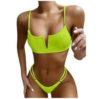 Cara Lady Women Sexy Solid Bikini odijelo Push-up podstavljeni kupaći kostimi kupaći kostim odjeća za plasku žutu m