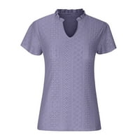 Košulje za žene Ljubičasta Prodaja Ženska modna slobodno vrijeme Pusni kratki rukav V-izrez Bluze za