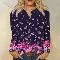 Fragarn Womens Bluzes Clearence Print Pulover vrhove okruglog vrata Casual dugih rukava majica bluza