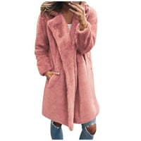 DRPGunly zimski kaputi za žene, dame toplo solid okreću se ovratnik odjeću dugi kaputi za žene, djevojke 'gorske odjeće Jakne i kaputi Pink 3xl