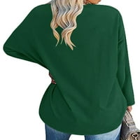 Sanviglor Dame Tee Solid Boja majica Plain majica Casual Tunic Bluza Loungeward Pulover Green 2xl
