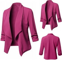 Ženski casual blezer Cardigan otvoren prednji dugi rukav čvrsta jakna od pune boje Plus veličina svečane
