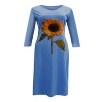 Plus size Ženska Ležerna haljina s labavim majicama Dugi rukav Split Maxi Haljine dame dame cvjetne