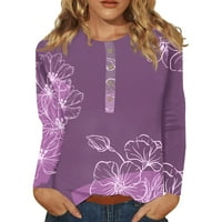 Ženske modne majice Bluze zimske dugme CALESTE Ležerne dnevne dugih rukava V izrez T pulover plus veličine