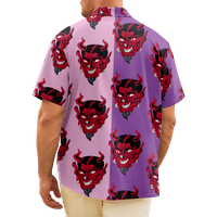 Fraigo Havajske majice za muškarce i dječake, ružičasta ljubičasta demonska lubanja tiska majica s kratkim