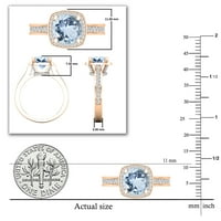 DazzlingRock kolekcija okrugla Aquamarine & White Diamond sa princezom halo stil za angažman prsten
