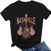 Country Music Majica za žene Nashville Howdy Pismo Ispis kratki rukav rock traper vintage majica crna