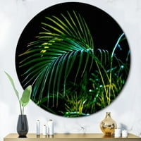 Art DemandArt 'Sažetak tropskog zelenog palma' tropski metalni krug na zidu - disk od