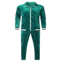 Treegren Men TrackSit set Velvet Full Zip Athletic Duks outfit Jogger Sport Set
