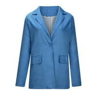Loopsun Blazer jakne za žene Jednobojni gumb Džepni rekreativni kaput dugih rukava