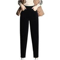 Ženske visokog suzbijanih hlača elastične struke Corduroy pantalone sa džepom L kafa tanka