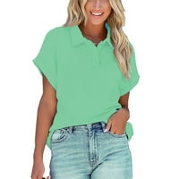 Žene V izrez Polo košulje kratkih rukava nakupljena golf košulja za golf ljeto labave casual pune boje