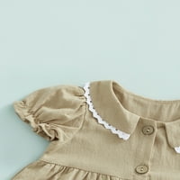 ChollIus Toddler Baby Girl Corl Cork haljina ruffled puff kratkih rukava A-line princeza haljina s džepovima