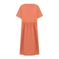 Yubatuo ženska ljetna casual čvrsta labava majica haljina posada kratkih rukava maxi haljina na narančastoj