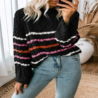 Arainlo ženska posada vrata labavo pulover džemper u boji pruga bazični stil džemper casual kabel pleteni
