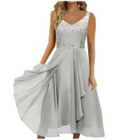 Cuoff Ljetne haljine za žene šifon elegantan čipkasti patchwork haljina bez rukava bez rukava bez rukava