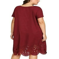 Niuer Ladies Sundress Swing Tory Haljina Solid Boja Midi haljine Jednostavna izdubljena vina crvena
