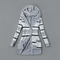 Slatke jakne gumb Kardigani Ženski kapuljač kapuljača toplo zimska pletena gusta otisnuta gumb Plus