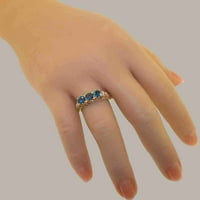 Britanci napravio je 10k ružični zlatni prirodni London Blue Topaz ženski zaručni prsten - Opcije veličine