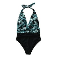 Tuscom Womens kupaći kostim ženski modni list Ispis V-izrez jedan kupaći kostim bikini