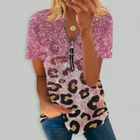 Ženska bluza za bluzu od vrata Pola zip up košulje od tunika Kratki rukav Radne ležerne ljetne bluze