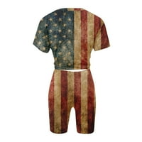 SKSLOEEG Ljetne odjeće za žene Trendy Ležerne prilike, američka zastava Štampani patriotski sportski