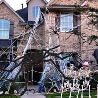 200 Halloween Spider Web + 59 divovski ukrasi lažni pauk sa trokutastim ogromnim paukovim mrežama za