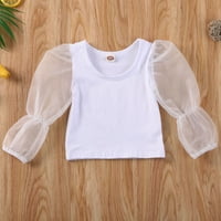 Modna djeca dječja djevojka odjeća dugačka čipka push rukava vrhunska bluza ljetna bijela 6- mjeseci