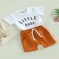 Allshope Toddler Boys Ljetni outfit setovi kratki rukav O vrat pisma Ispis majica + kratke hlače