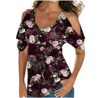 Ženski vrhovi elegantni bagerijski trendi ženski ljetni tisak kratkih rukava zadumota hladna majica na vrhu bluze plus veličine
