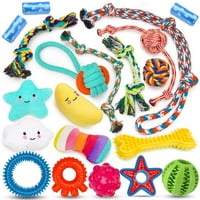 Zeaxuie luksuzne igračke za zube, slatke male igračke za pse s gumenim štenadnim igračkama, liječe loptu, užad i plišane prskajuće igračke pse