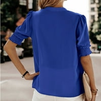 Yyeselk vrhovi za žene za slobodno vrijeme V-izrez Duhove kratkih rukava Ugodne bluze Trendy Pure Color