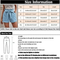 Hlače za ženske kratke hlače udobne čipke udružene elastične strugove Ljeto s džepovima pamučne posteljine široke kratke hlače ženske kratke hlače
