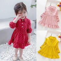 TODDLER Baby Girl Pamuk Pamuk Dress Dot Print Dugim rukavima Down Kids Princess Party haljine za 3 godine