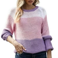 Božićne majice s dugim rukavima za žene džemper mogla se u boji vrata blok dugih rukava casual pleteni