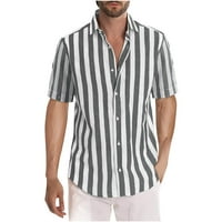 Muške prugaste posteljine majice prema dolje Havajska plaža casual majica kratkih rukava, redovito fit