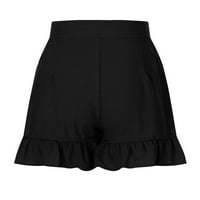 Ženske kratke vučne kratke hlače sa visokim strukom Lagana plaža Lagani rupffle hem Flowy kratke hlače sa džepovima Black XL