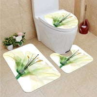 Stakleni cvijet ljiljani cvijet u kupaonici set za kupac za kupac kontura prostirka i toaletni poklopac