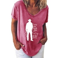 Žene Funny Graphic Tee majica Loot FIT Ljetni kratki rukav Ležerni dečko dečko posadu Vruće vrhove vruće ružičaste L