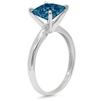 2.5ct Princess Cut Prirodni London Blue Topaz 14k bijeli zlatni godišnjički zaručnički prsten veličine