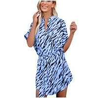 Ženska odjeća prugasta leopard ispis RR redularna V-izrez Lacering haljina plus veličina maxi haljina