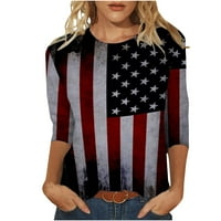 Dužina rukava Žene vrhovi Crewneck Trendy Western Košulje Dan nezavisnosti Ispiši majicu Slim Fit Prevelike
