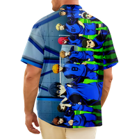Plavi brava Grafički muški casual havajska majica, plava brava prednji tasteri prštani džep casual havajski