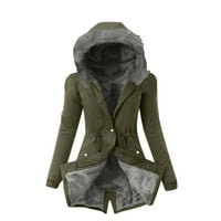BDFZL kaput Ženska zimska topla debela dugačka jakna s kapuljačom kapuljače Zelena XL